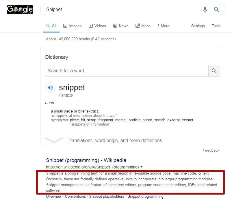 How to analyze snippets in search results 16261788315258 Google search snippet