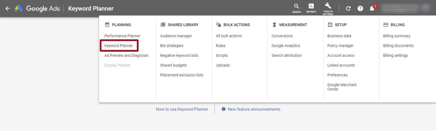 Google Adwords Keyword Planner