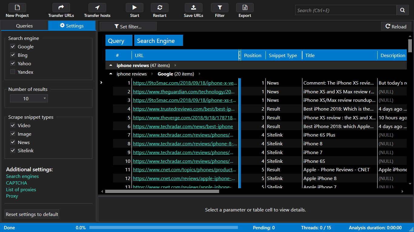 Mass domain check using Netpeak Checker