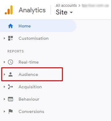 Site's audience in Google Analytics
