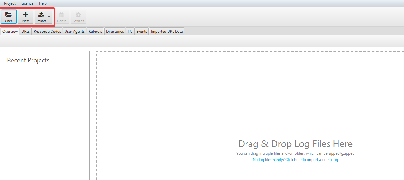 Logs analysis in Screaming Frog Log File Analyzer