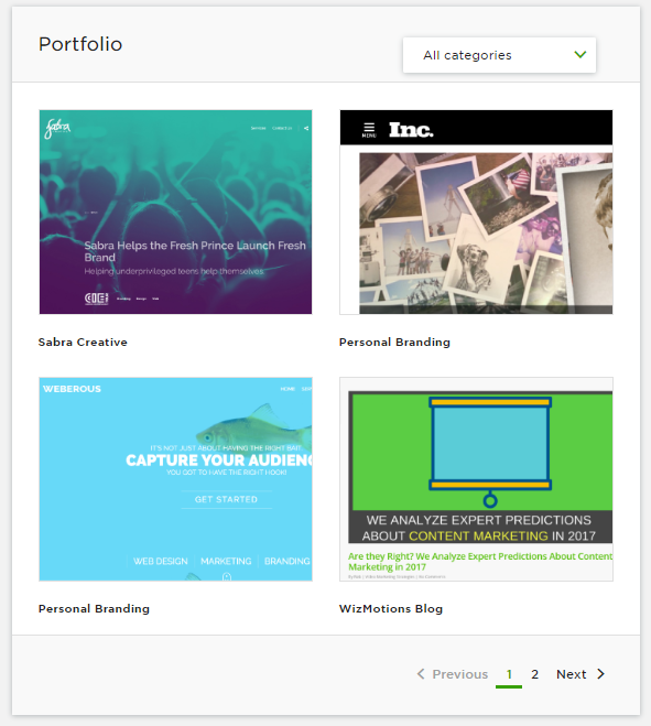 Copywriting portfolio example