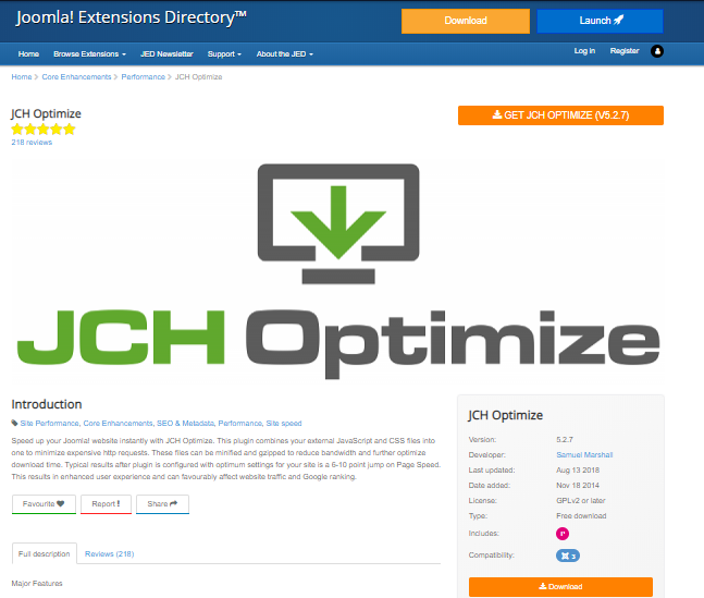 JCH Optimize extension for Joomla