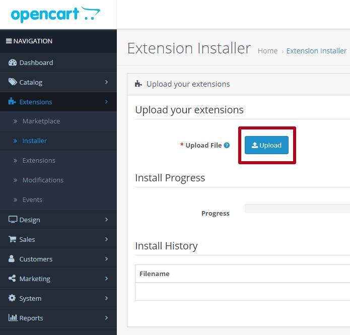 OpenCart extension installer