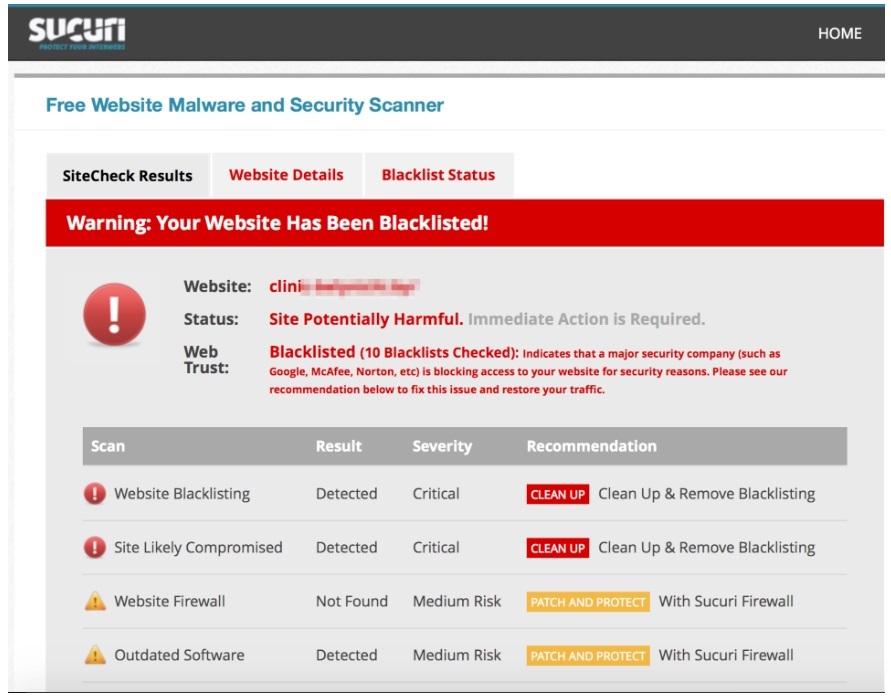 Online virus checking Sucuri