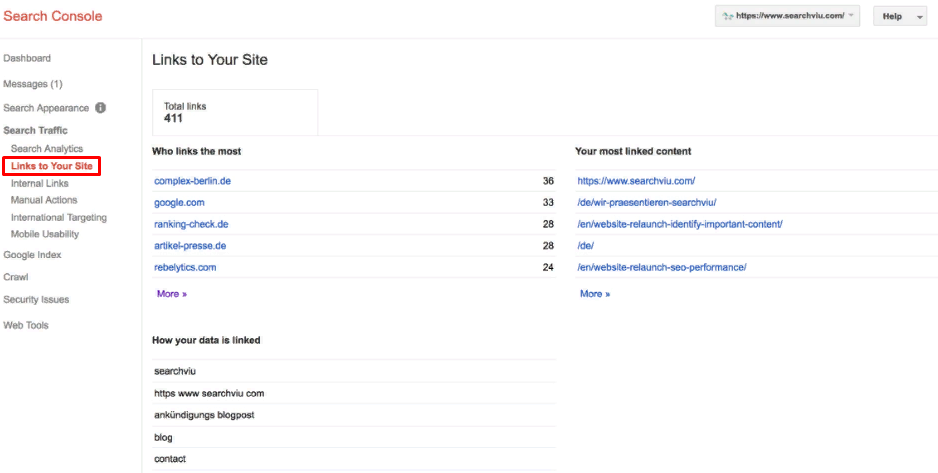 Links to your site in Google Search Console