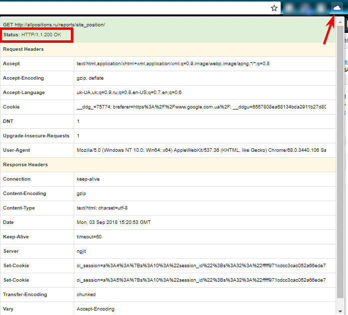 HTTP Headers plugin for Chrome