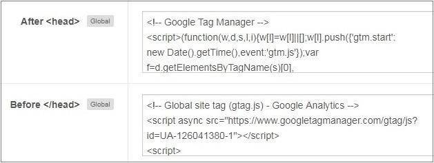 Adding GTM and Google Analytics code to Joomla
