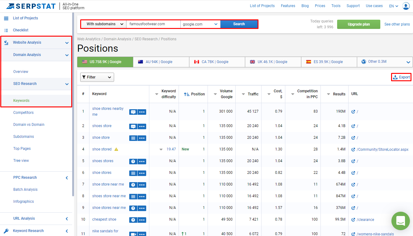 SEO Research at Serpstat