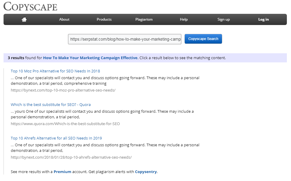 How to conduct the text usability analysis 16261788366942 Text uniqueness check via Copyscape: results