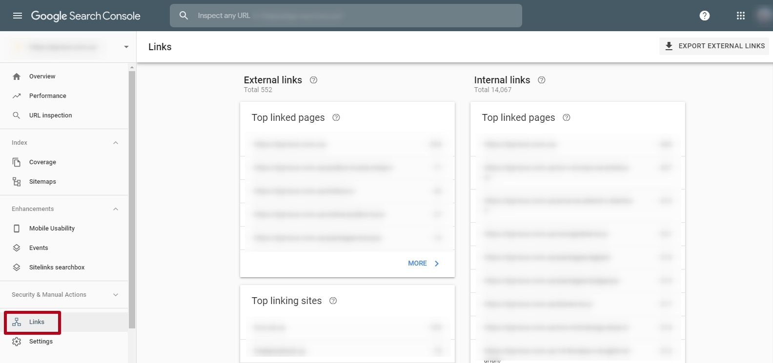 link analysis in the Search Console