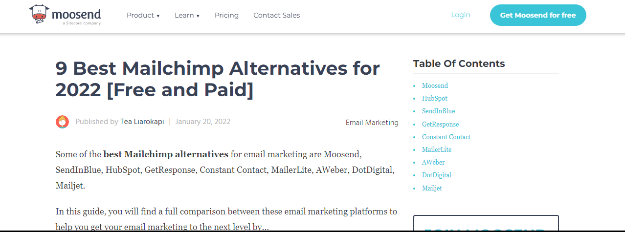 Lead-generating content example: 9 Mailchimp alternatives