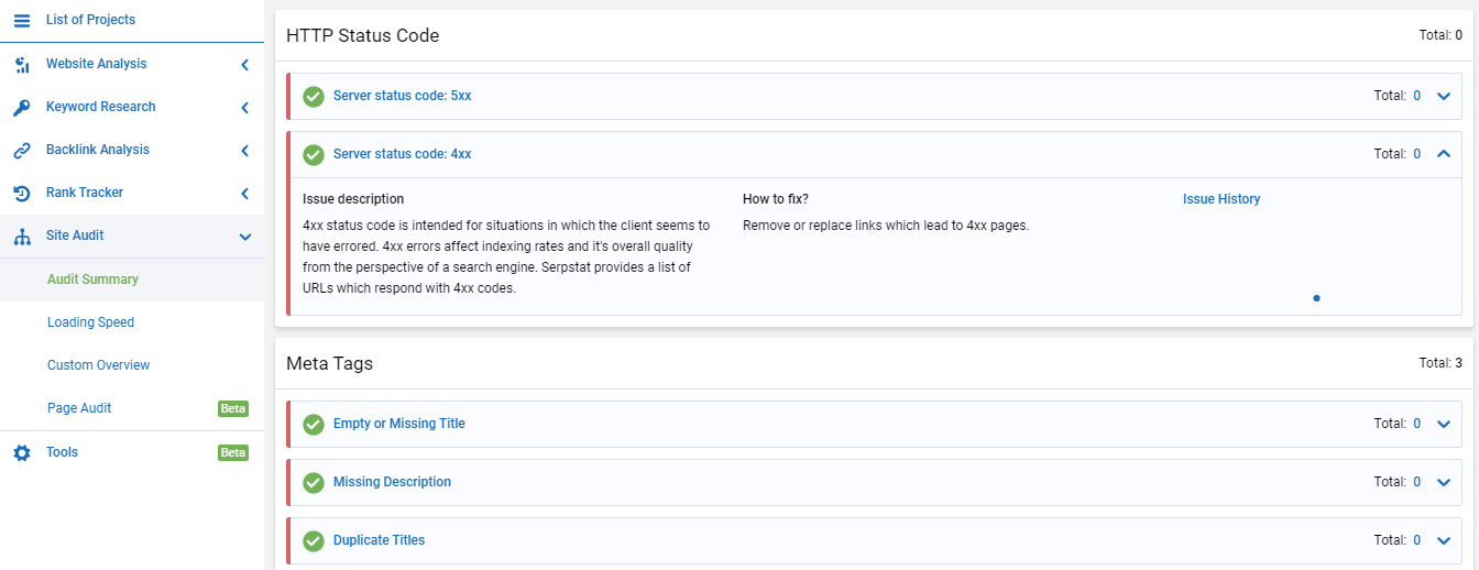 How to create a 404-error page 16261788304269 Site audit in Serpstat