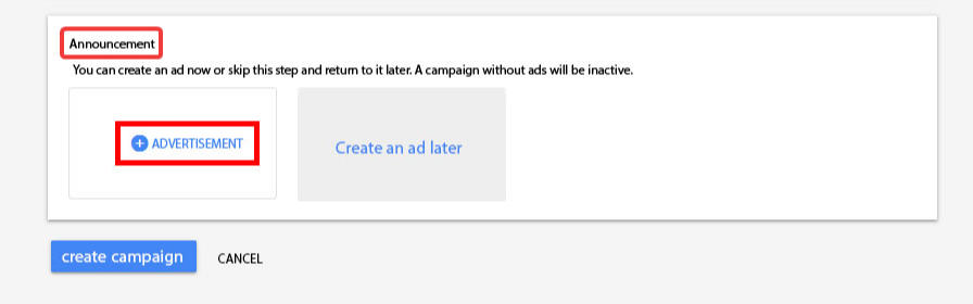 Creating an ad in Google Adwords