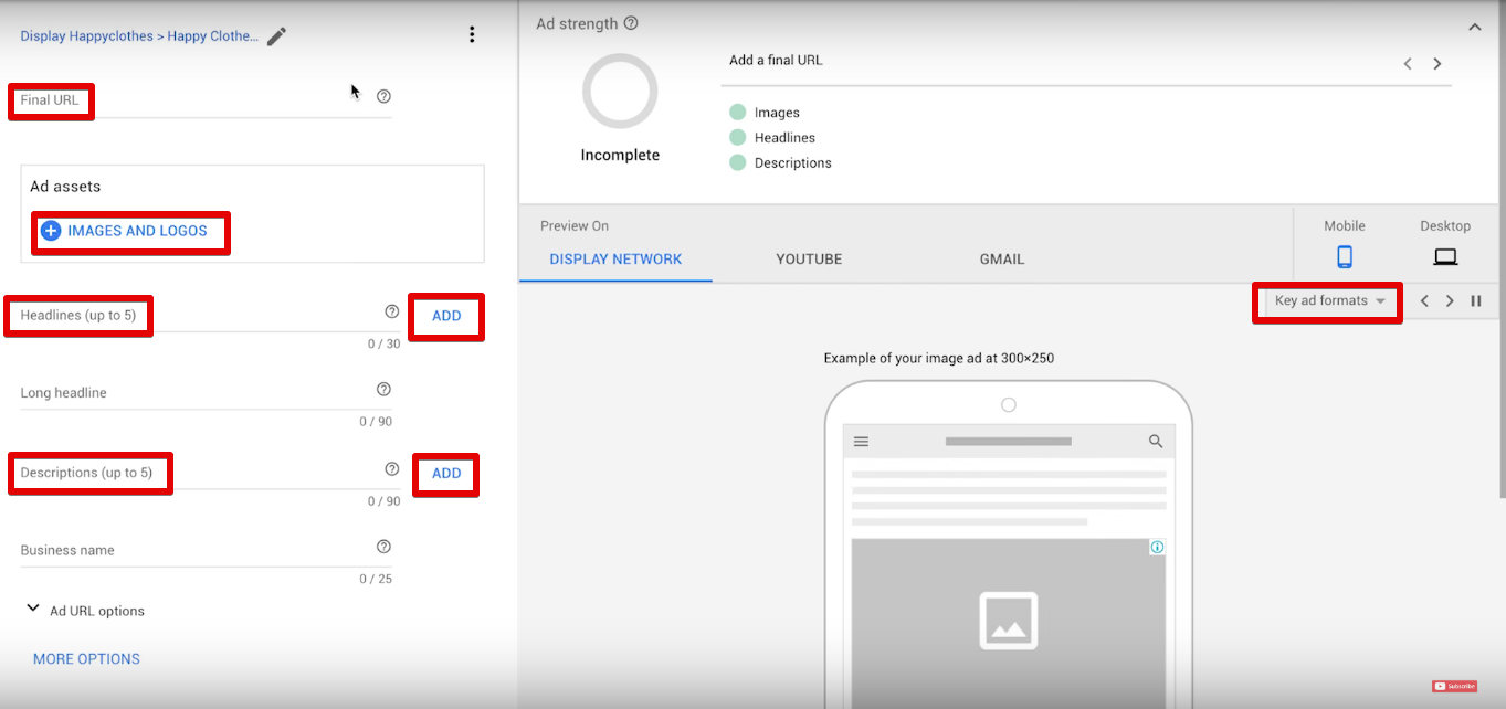 How to creade ad in Google Adwords