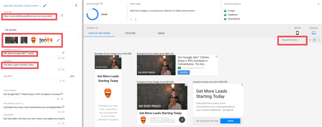 Display ads in Google Adwords