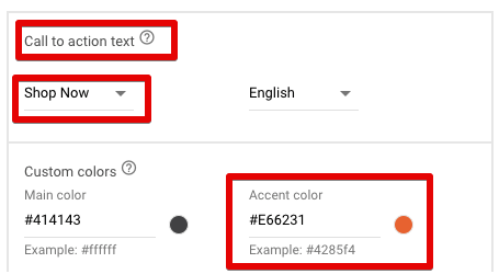 Call to action in Google Adwords