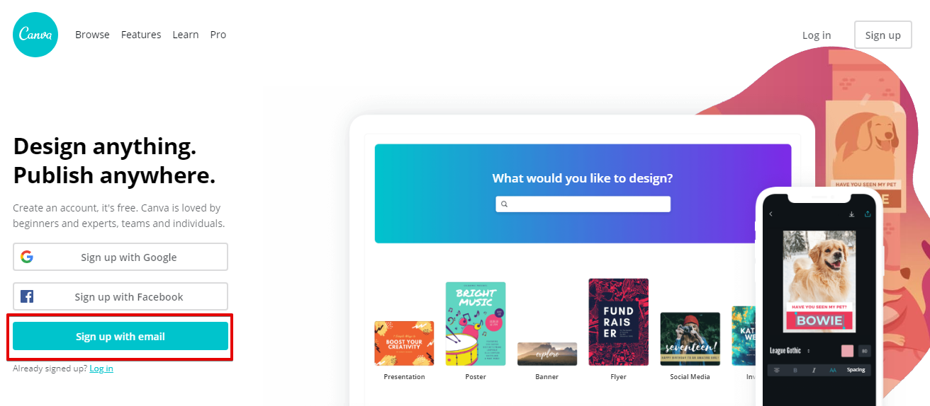 Banner editor online Canva