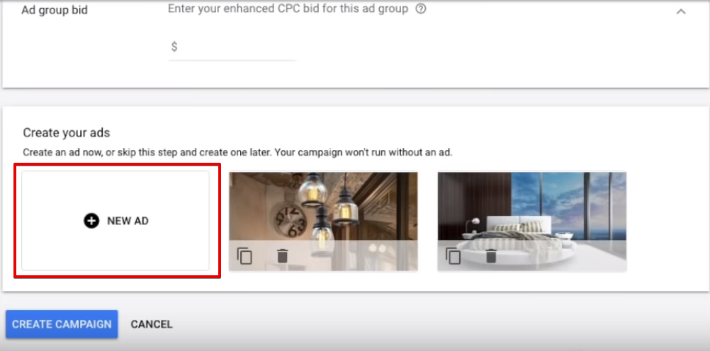 New ad adding to Google Adwords campaign