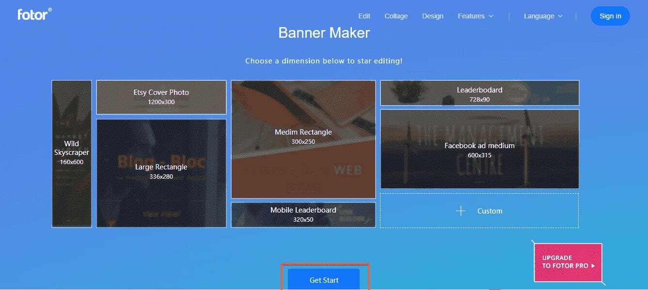 Creating banners online with Fotor