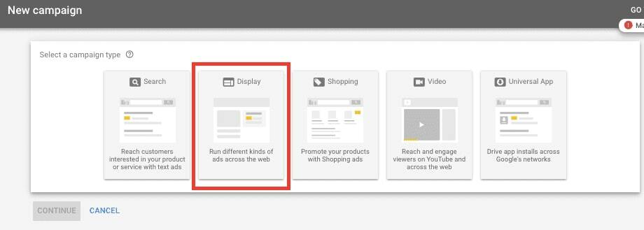 New campaign in Google Adwords