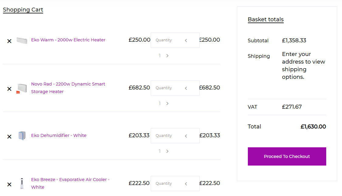 Online calculation on the website