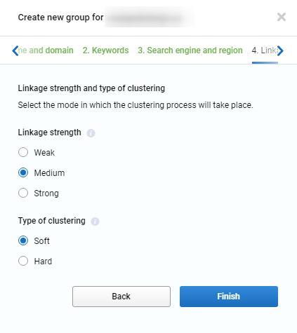 Keyword Clustering settings in Serpstat - 2