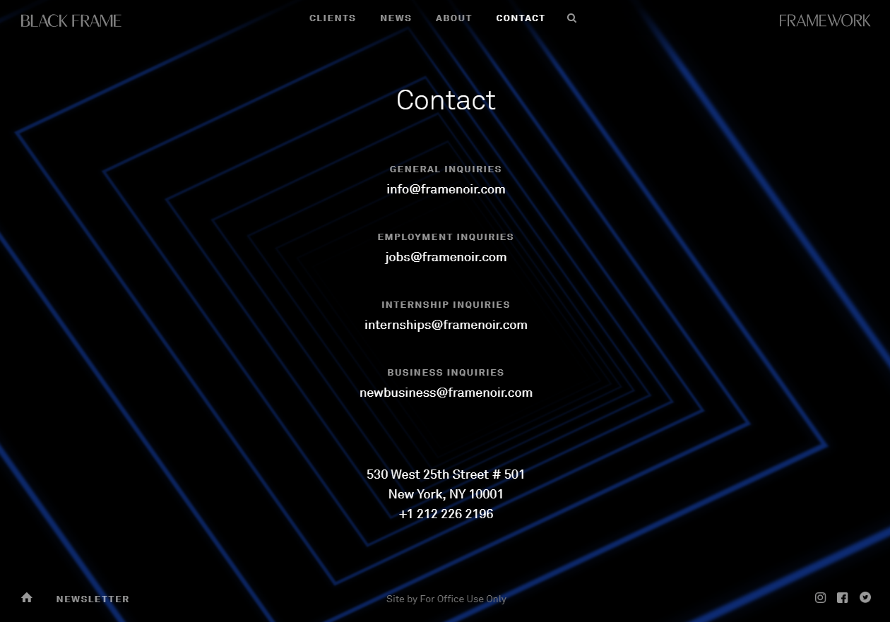 Unusual design for the contacts page