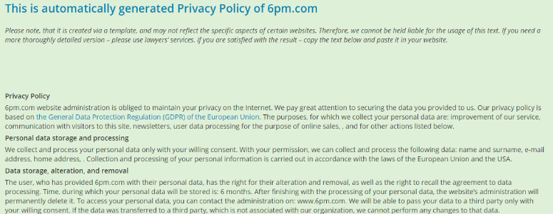 How to create a privacy policy and terms of use 16261788317962 privacy policy generated by ProfiSet