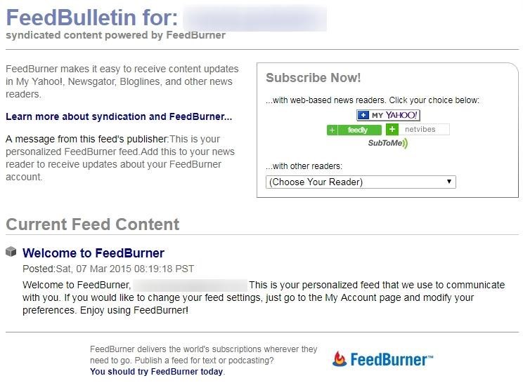 RSS Feed at FeedBurner