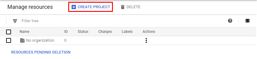 Creating a project in Google APIs