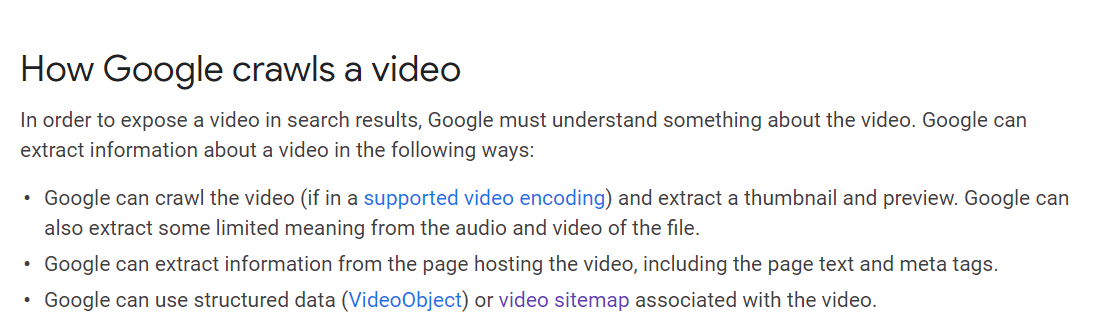 How Google crawls a video