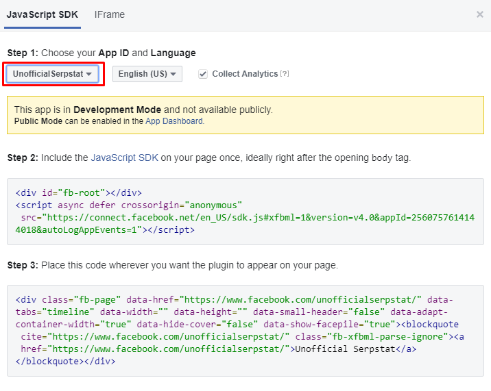 Creating a Facebook widget for the site
