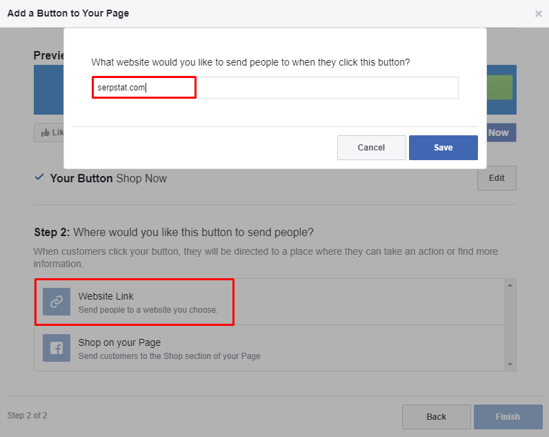 Redirect from Facebook page