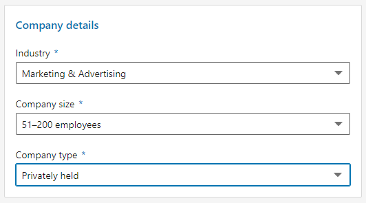 Company details in LinkedIn