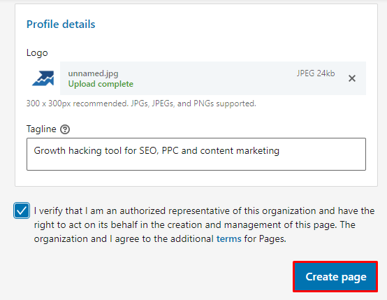 Profile details in LinkedIn