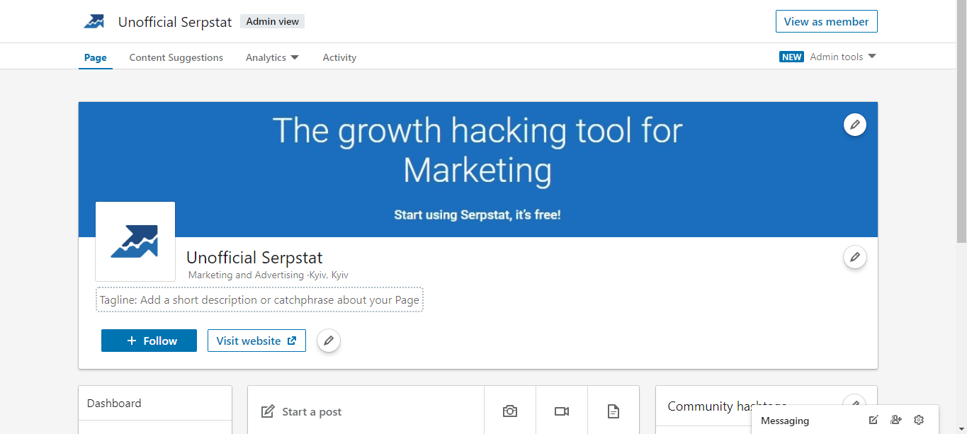 Example of a company page on LinkedIn