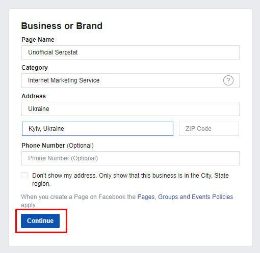 Creating a Facebook page for business
