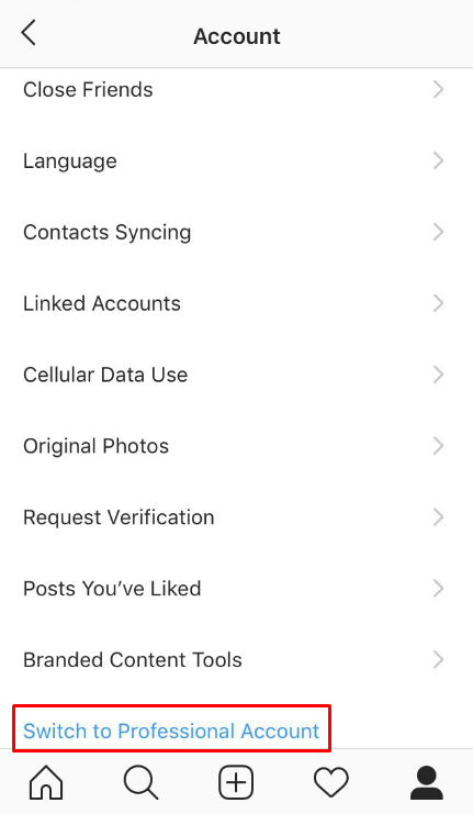 How to switch to professional account for Instagram