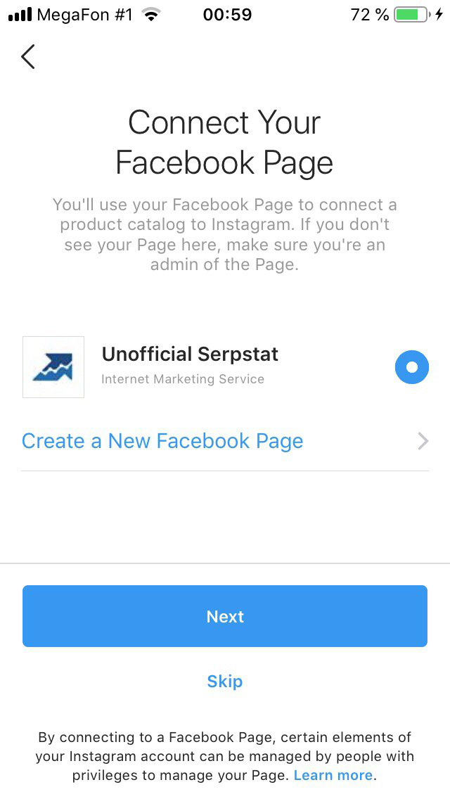 Connect your Facebook page to Instagram