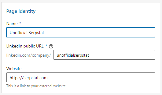 How to create business pages on social media 16261788378002 Page identity in LinkedIn