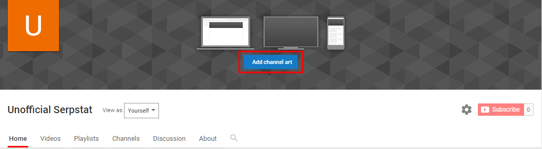 Add channel art on YouTube