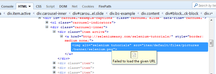 Finding broken links in Google Chrome developer mode