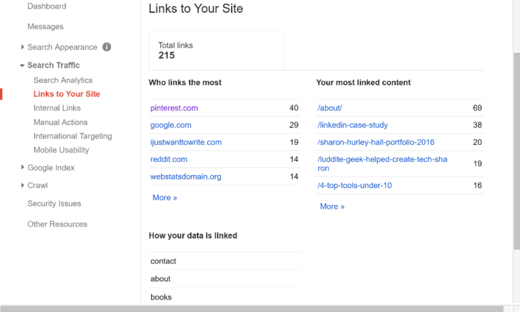Export external links to the Google Search Console