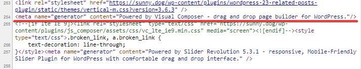 meta name generator with CMS name in the code of the page
