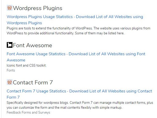 How to find out system of a site using Built With service