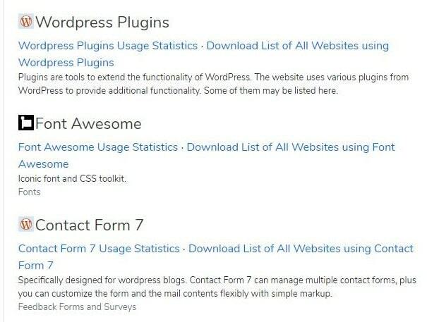 How to find out system of a site using Built With service