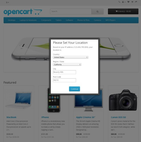 geolocation module for OpenCart
