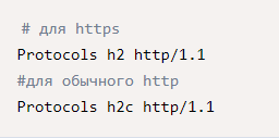 How to enable HTTP/2 protocol on the website 16261788333825 Protocols h2, h2c