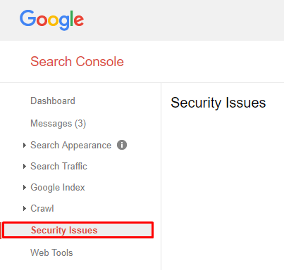 security problems on the site using Google Search Console